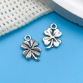 Retro silver clover leaf charms in zinc alloy for handmade jewelry DIY necklaces - Antique Silver Four-Leaf Clover