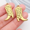 Pendentifs bottes de cowboy dorées avec gravure S pour création de bijoux DIY western - Bottes Or Antique (19227)