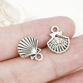 Antique silver scallop shell alloy pendants for DIY ocean themed jewelry making - Antique Silver Sea Shell (11x14mm-11303)