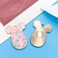 Pink bunny easter egg pendant with blue spots and golden textured back detail - Pink Dotted Pattern (18601)