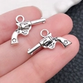 Pair of antique silver western revolver charms for DIY jewelry making accessories - Antique Silver Pistol (1Pc)