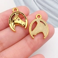 Pendentif fer à cheval et tête de cheval doré pour création de bijoux DIY - Fer à Cheval Or Antique (19247)