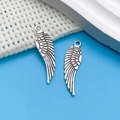 Silver alloy wing charms for DIY jewelry making with detailed feather texture - Antique Silver Small Wings