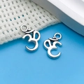 Set of two vintage silver Om symbol alloy charms for DIY jewelry and accessory making - Antique Silver Yoga Symbol