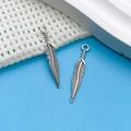 Antique silver feather alloy pendants with detailed texture for DIY jewelry making - Antique Silver Small Feather