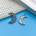 Vintage silver hollow moon pendant charms for DIY jewelry making in antique style - Antique Silver Hollow Moon