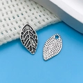 Pair of antique silver alloy leaf pendants with intricate veins for DIY jewelry making - Antique Silver Single-Sided Leaf