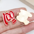 Creative red enamel 100 points charm pendant with golden metallic back texture - 100 Points Mark (16519) / 1 Piece/Pack (22X25mm) / Red