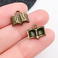 Antique bronze open book charms for DIY jewelry making with realistic text texture - Vintage Book Pendant (M1145)