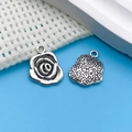 Pair of antique silver rose flower alloy pendants for DIY jewelry and necklaces - Antique Silver Rose