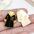 Enamel academic gown charm pendant in black and gold with detailed graduation robe design - Graduation Gown (18792)