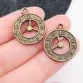 Vintage bronze alloy clock charms with Arabic numerals for DIY jewelry making - Round Hollow Clock Charm (M3396)