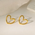 Minimalist twisted hollow heart stud earrings in polished gold finish for women - Hollow Heart Stud (XKE0205)