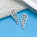 Pair of vintage silver alloy angel wing charms with hollow patterns for DIY jewelry - Antique Silver Hollow Small Wings