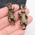 Antique bronze rabbit charms for DIY jewelry making featuring vintage bunny pendant style - Gentleman Rabbit Pendant (M7997)