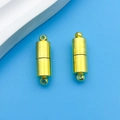 Pair of cylindrical magnetic jewelry clasps in gold plating for DIY necklace making - Golden Copper Cylindrical Magnetic Buckle (14684) / 1 Piece (20x6mm) / Gold