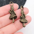 Vintage bronze Alice Wonderland girl charms for DIY jewelry making and necklaces - Vintage Alice Girl Pendant (M8335)