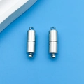 Pair of cylindrical magnetic clasps in polished silver finish for DIY jewelry - Silver Copper Cylindrical Magnetic Buckle (14685) / 1 Piece (20x6mm) / Bright Silver