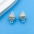 Silver ball magnetic clasp with white rhinestones for DIY necklaces and bracelets - Spherical Magnetic Buckle (14689)