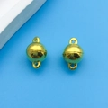 Pair of polished gold round magnetic jewelry clasps with double rings for DIY necklaces - Spherical Magnetic Buckle (14692)