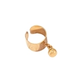 Manchette d'oreille vintage dorée martelée avec pendentif sphérique poli pour femme - Bague avec Pendentif Boule Métallique / Or