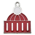 Colgante navideño para pulsera DIY con diseño de gorro de punto en esmalte rojo - Casa Gorro Navidad Rojo (12634)