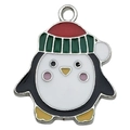 Colgante de pingüino navideño con esmalte para creación de joyas y accesorios - Pingüino de Navidad Blanco y Negro