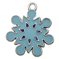 Colgante de copo de nieve en esmalte azul claro con borde de aleación para pulsera - Copo de Nieve Hexagonal Azul Lago