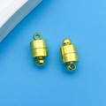 Pair of cylindrical magnetic clasps in polished gold finish for jewelry making - Golden Copper Small Cylindrical Magnetic Buckle (14694) / 1 Piece (12x6mm) / Gold