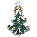 Colgante de árbol de Navidad en aleación con esmalte verde para creación de joyas DIY - Árbol de Navidad verde