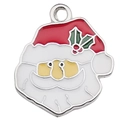 Colgante de Papá Noel esmaltado con gorro rojo para creación de joyas DIY - Papá Noel Grande Blanco