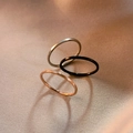 Conjunto de anillos ultrafinos de acero de titanio en plata, negro y oro rosa - Plata (Talla 14)