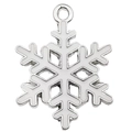 Colgante de copo de nieve plateado con esmalte blanco para pulsera navideña - Copo de Nieve Hexagonal Blanco