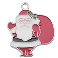 Colgante de Papá Noel en aleación con esmalte rojo para creación de joyas DIY - Papá Noel con Saco Rojo