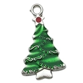 Colgante de árbol de Navidad verde esmaltado con anillo de plata para pulseras de dijes - Árbol de Navidad Esbelto