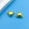 Golden heart-shaped magnetic jewelry clasp with rings for DIY bracelets and necklaces - Small Heart Shaped Magnetic Buckle (14696)