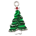 Colgante de árbol de Navidad en aleación plateada con esmalte verde para joyería DIY - Árbol Verde Plateado Brillante