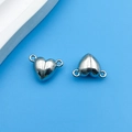 Polished silver heart-shaped magnetic clasp for DIY jewelry making necklaces - Small Heart Shaped Magnetic Buckle (14697)