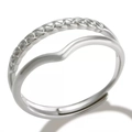 Silver stainless steel double-layered starfish ring with textured rope and V-shape band - Silver Double Layer Woven Heart Curve Style (R981S)