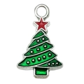 Colgante de árbol de Navidad en aleación con esmalte verde y estrella roja para joyas - Árbol de Navidad Puntiagudo