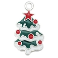 Colgante de árbol de Navidad en aleación verde con estrella roja y acabado esmaltado - Estilo Árbol de Navidad Grande