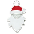 Colgante de Papá Noel en esmalte rojo y blanco para pulseras y joyas de Navidad DIY - Papá Noel con barba larga