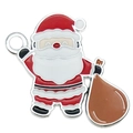 Colgante de Papá Noel esmaltado en rojo y blanco con borde plateado para pulseras - Papá Noel Cargando Regalo