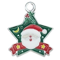 Colgante navideño de estrella en esmalte verde con motivo de Papá Noel - Estilo Papá Noel Triangular