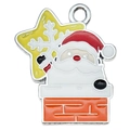 Colgante de Papá Noel en esmalte y aleación con gorro rojo para joyería DIY - Papá Noel de Chimenea