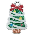 Colgante de árbol de Navidad de aleación con esmalte verde y lazo rojo para joyas DIY - Árbol de Navidad con Lazo