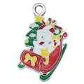 Colgante de muñeco de nieve en trineo rojo con árbol de Navidad y estrella esmaltada - Estilo Trineo Muñeco de Nieve
