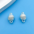 Silver spherical magnetic clasps with textured matte finish for DIY jewelry crafting - Bright Silver Spherical Magnetic Buckle (14701)