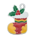 Colgante de calcetín de Navidad en esmalte rojo con detalles de acebo para joyas - Calcetín Decorativo Amarillo