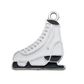 Colgante de patín de hielo en esmalte blanco y negro con acabado de aleación de plata - Estilo Patines de Hielo